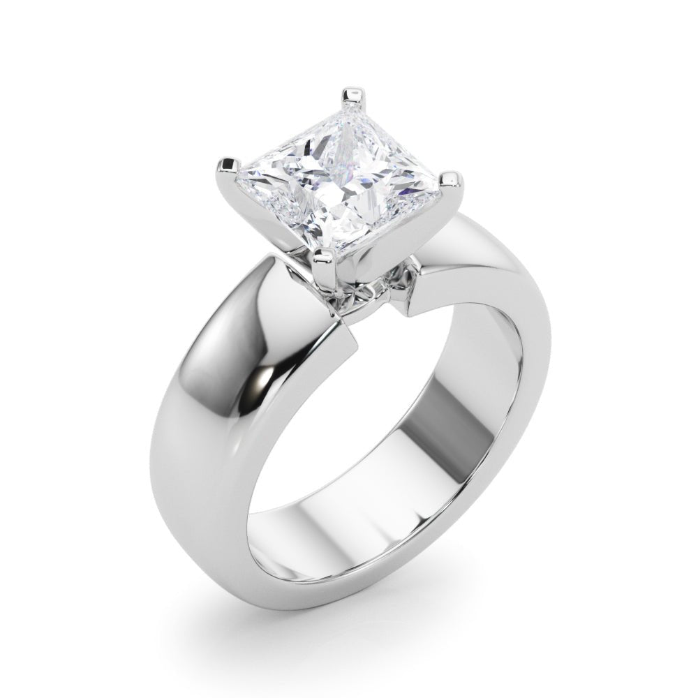 2.00CT 14K  Princess Cut Solitaire Ring with a Wide Design Mount