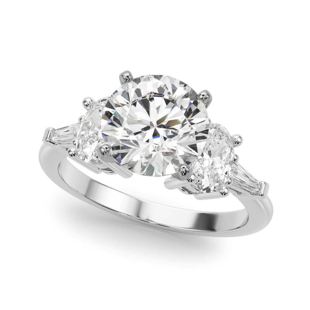 2.00CT 14K  Round Brilliant Accented with Oval and Baguette Diamonds