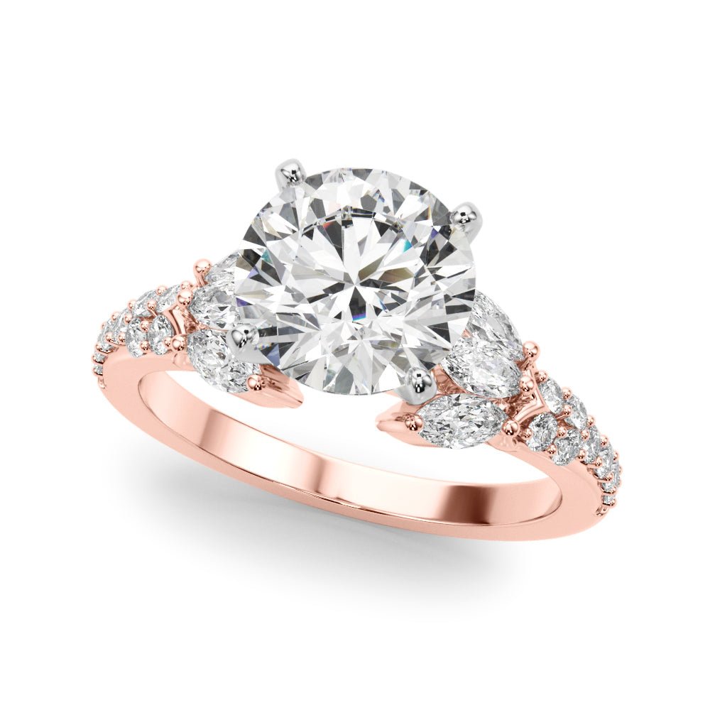 2.00CT 14K Round Brilliant Cut Diamond Ring Accented With Marquise Cut & Round Diamonds - Engagement rings - Design Jewellers Edmonton