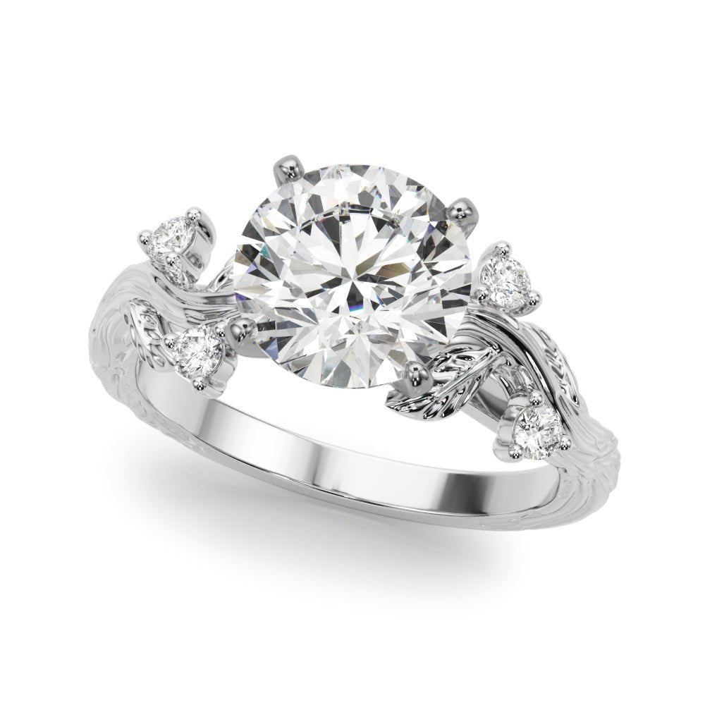 1.00CT 14K  Round Brilliant Cut Diamond Ring Accented With Marquise Cut & Round Diamonds