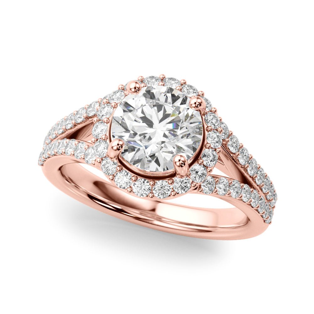 2.00CT 14K Round Brilliant Cut Halo With a Split Shank Design - Engagement rings - Design Jewellers Edmonton
