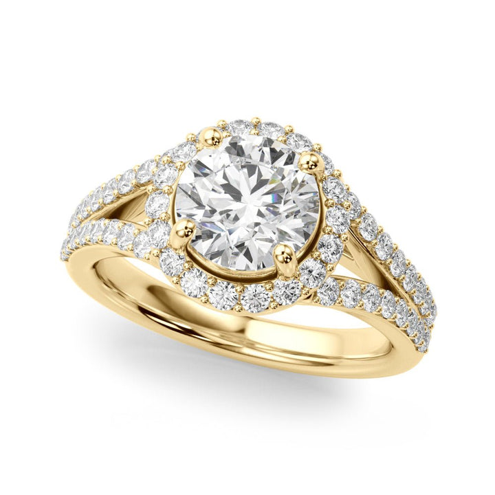 2.00CT 14K Round Brilliant Cut Halo With a Split Shank Design - Engagement rings - Design Jewellers Edmonton