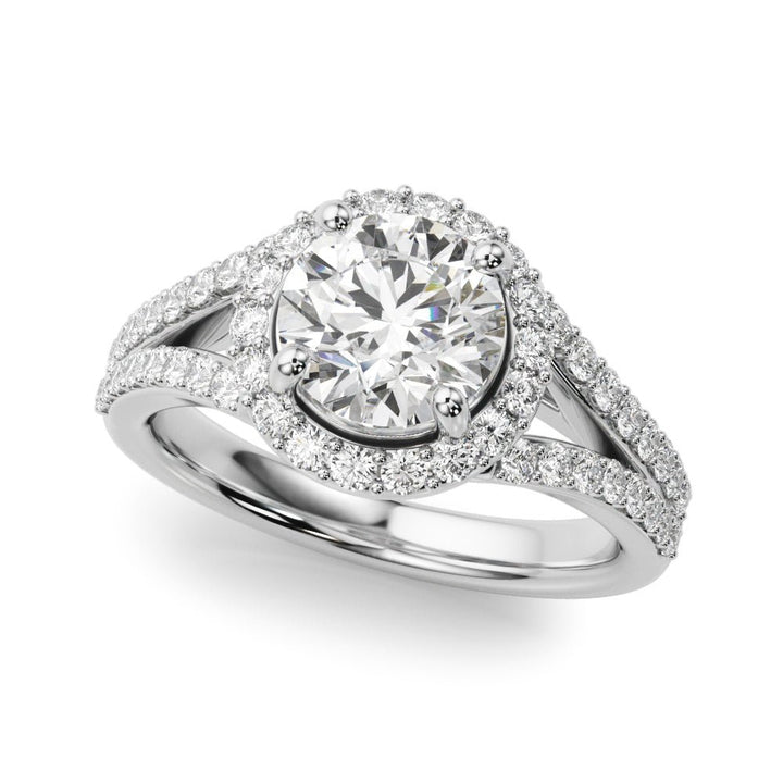 2.00CT 14K Round Brilliant Cut Halo With a Split Shank Design - Engagement rings - Design Jewellers Edmonton