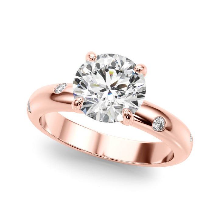 2.00CT 14K Round Brilliant Cut Solitaire Ring with Gypsy Set Side Diamonds - Engagement rings - Design Jewellers Edmonton