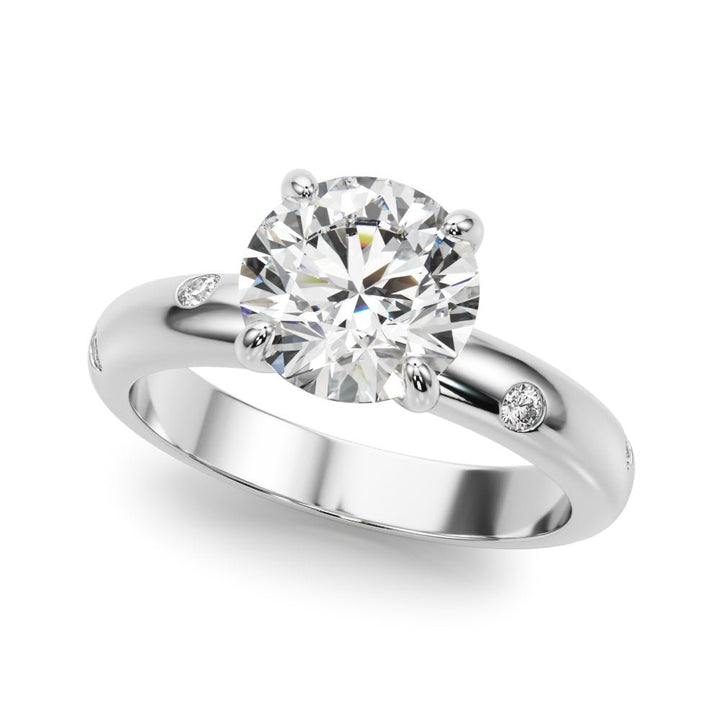 2.00CT 14K Round Brilliant Cut Solitaire Ring with Gypsy Set Side Diamonds - Engagement rings - Design Jewellers Edmonton