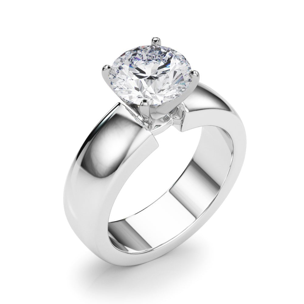 1.00CT 14K  Round  Brilliant Solitaire Ring with a Wide Design Mount