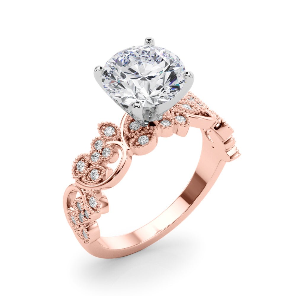 2.00CT 14K Unique Vine Style Design Mount with Millgrain Accent - Engagement rings - Design Jewellers Edmonton