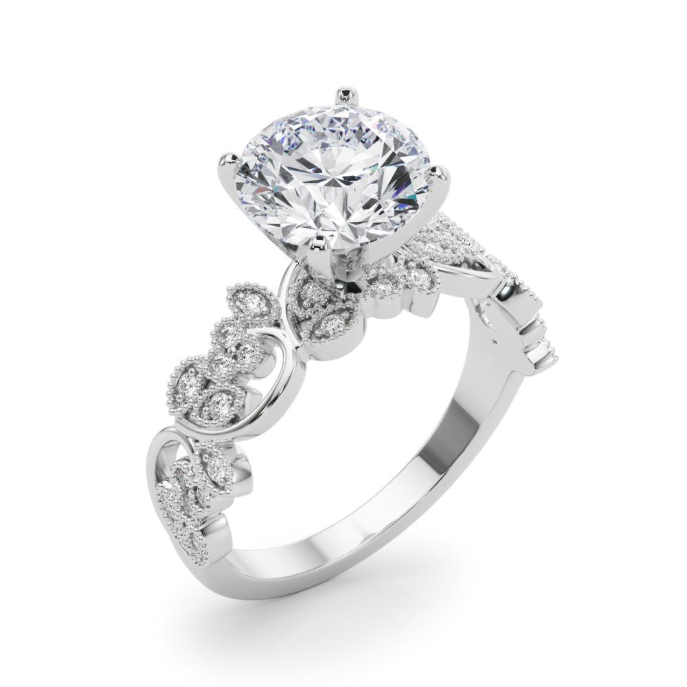 1.00CT 14K  Unique Vine Style Design Mount with Millgrain Accent