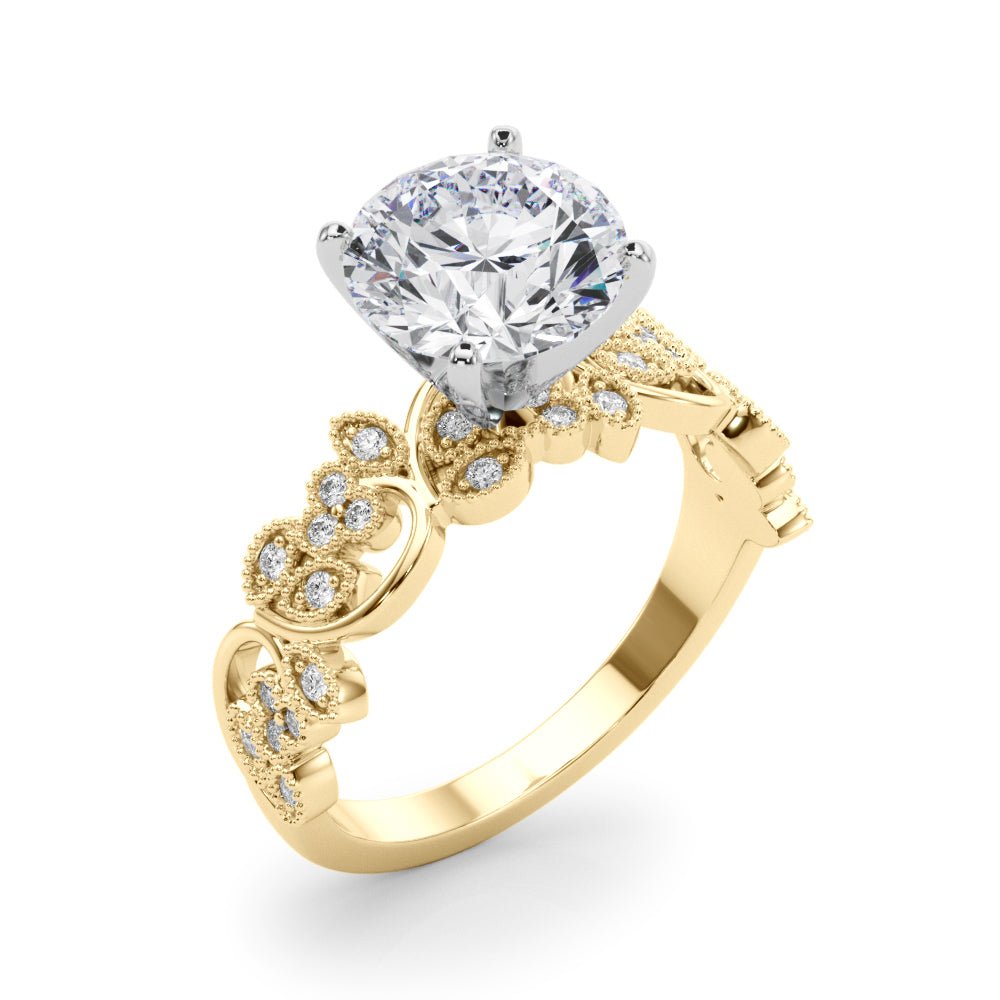 2.00CT 14K Unique Vine Style Design Mount with Millgrain Accent - Engagement rings - Design Jewellers Edmonton