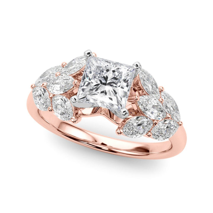 2.00ct.Princess Cut Engagement Ring With Marquise Cut Diamonds - Luxury Rings - Design Jewellers Edmonton