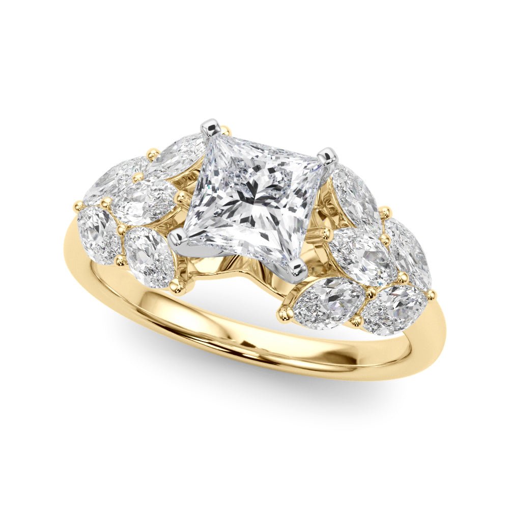 2.00ct.Princess Cut Engagement Ring With Marquise Cut Diamonds - Luxury Rings - Design Jewellers Edmonton