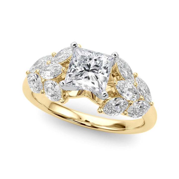 2.00ct.Princess Cut Engagement Ring With Marquise Cut Diamonds - Luxury Rings - Design Jewellers Edmonton