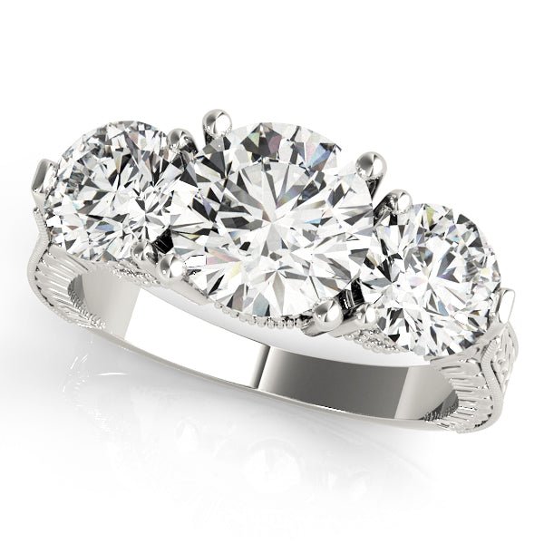 2.00CTW 14K Gold Ladies 3 Stone Past, Present, Round Brilliant Cut Diamond Ring - Past, Present, Future - Design Jewellers Edmonton
