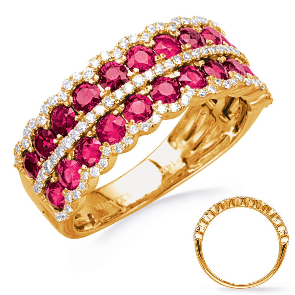 2.23 ctw. ELEGANT YELLOW GOLD RUBY & DIAMOND RING