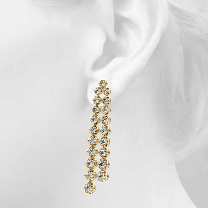 2.25CTW 14K Round Cut Double Strand Diamond Drop Earrings - Hoop Earrings - Design Jewellers Edmonton