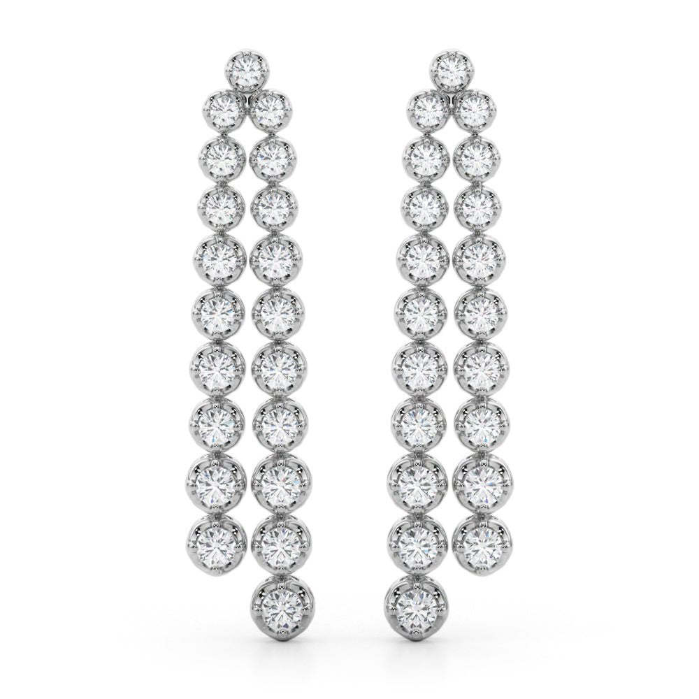 2.25CTW 14K Round Cut Double Strand Diamond Drop Earrings