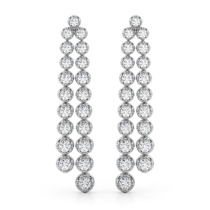 2.25CTW 14K Round Cut Double Strand Diamond Drop Earrings - Hoop Earrings - Design Jewellers Edmonton