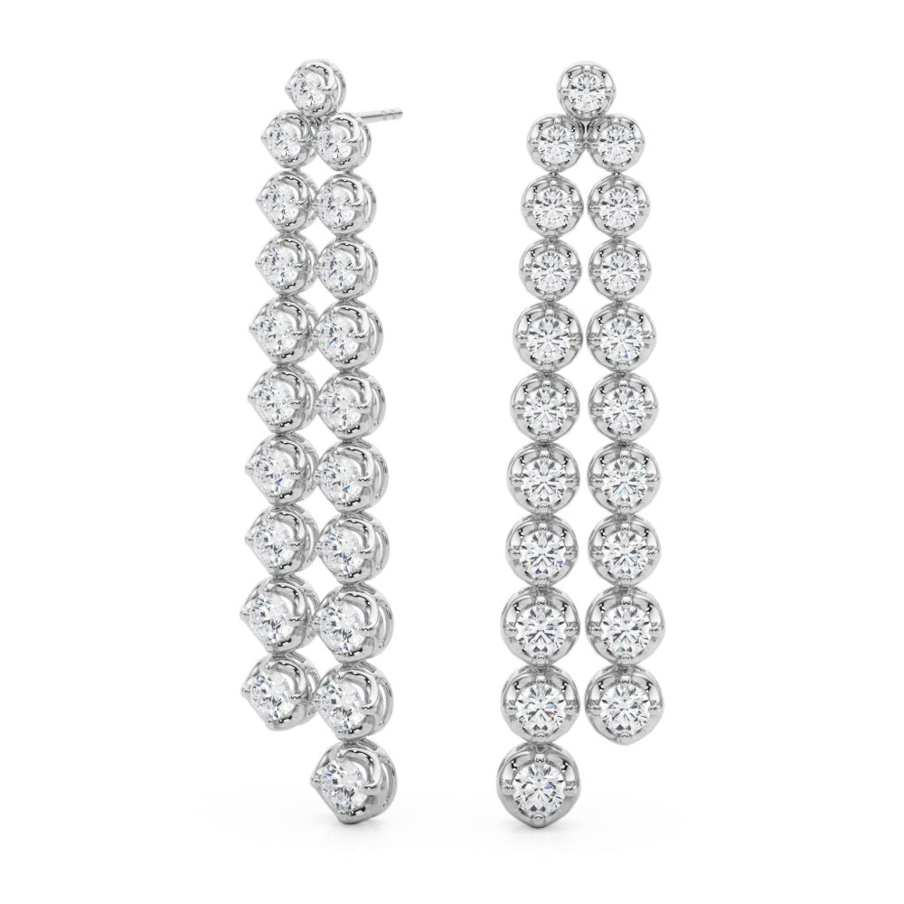 2.25CTW 14K Round Cut Double Strand Diamond Drop Earrings - Hoop Earrings - Design Jewellers Edmonton