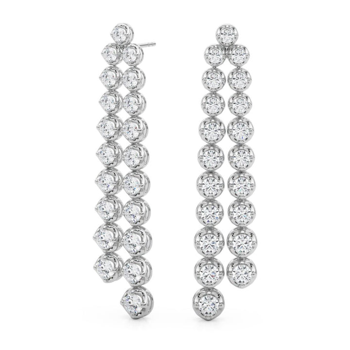2.25CTW 14K Round Cut Double Strand Diamond Drop Earrings - Hoop Earrings - Design Jewellers Edmonton