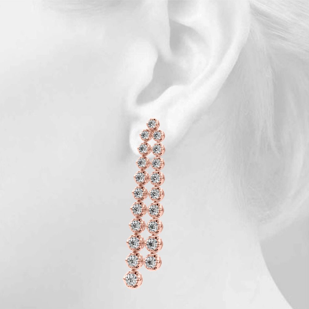 2.25CTW 14K Round Cut Double Strand Diamond Drop Earrings - Hoop Earrings - Design Jewellers Edmonton
