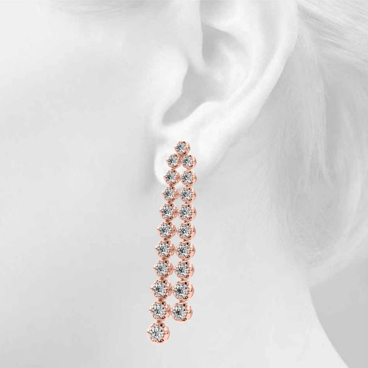 2.25CTW 14K Round Cut Double Strand Diamond Drop Earrings - Hoop Earrings - Design Jewellers Edmonton