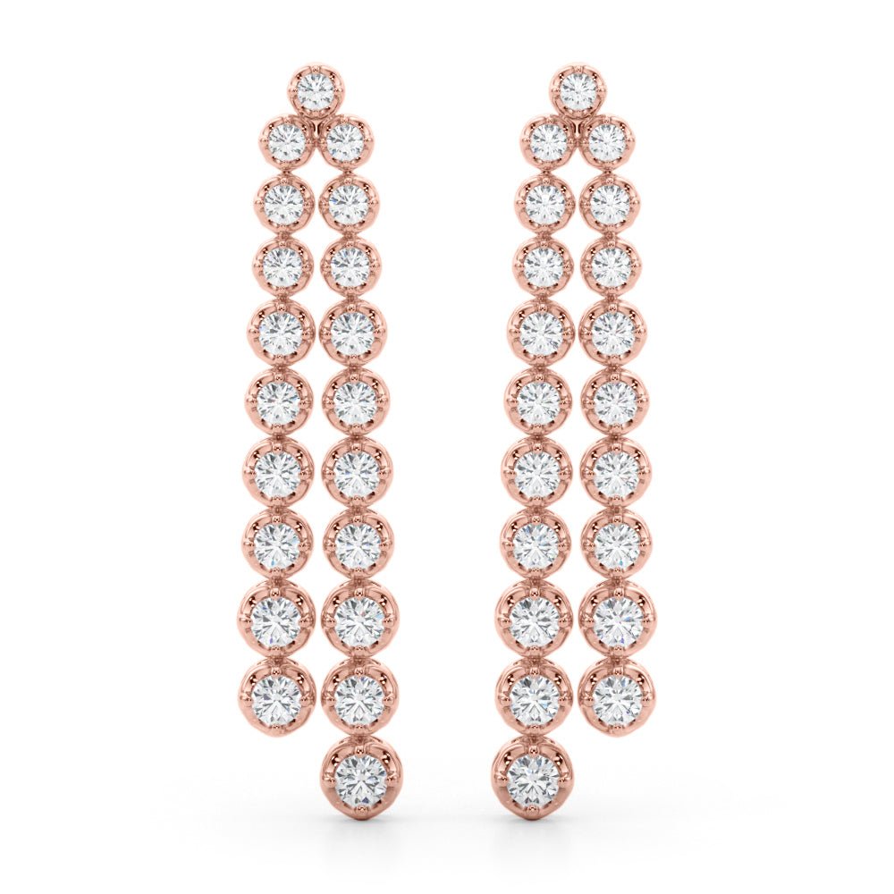 2.25CTW 14K Round Cut Double Strand Diamond Drop Earrings - Hoop Earrings - Design Jewellers Edmonton