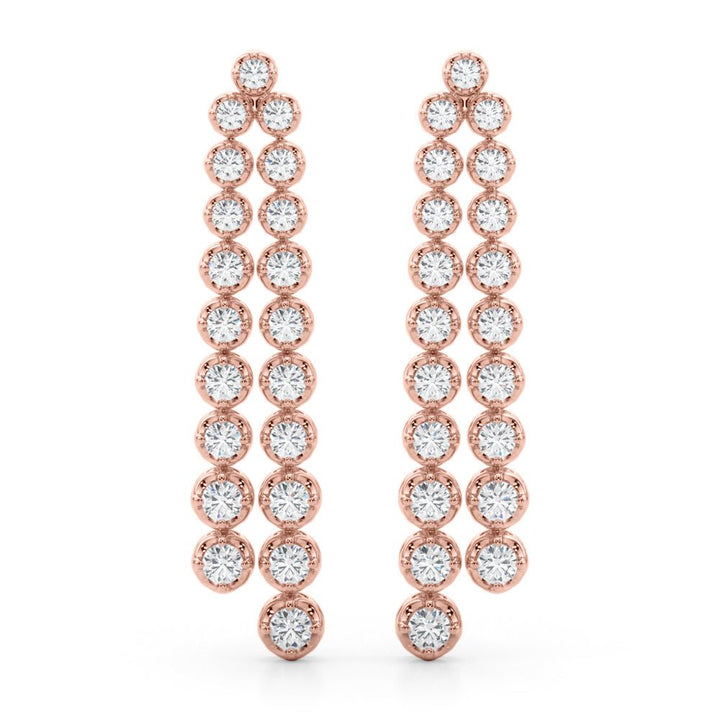 2.25CTW 14K Round Cut Double Strand Diamond Drop Earrings - Hoop Earrings - Design Jewellers Edmonton