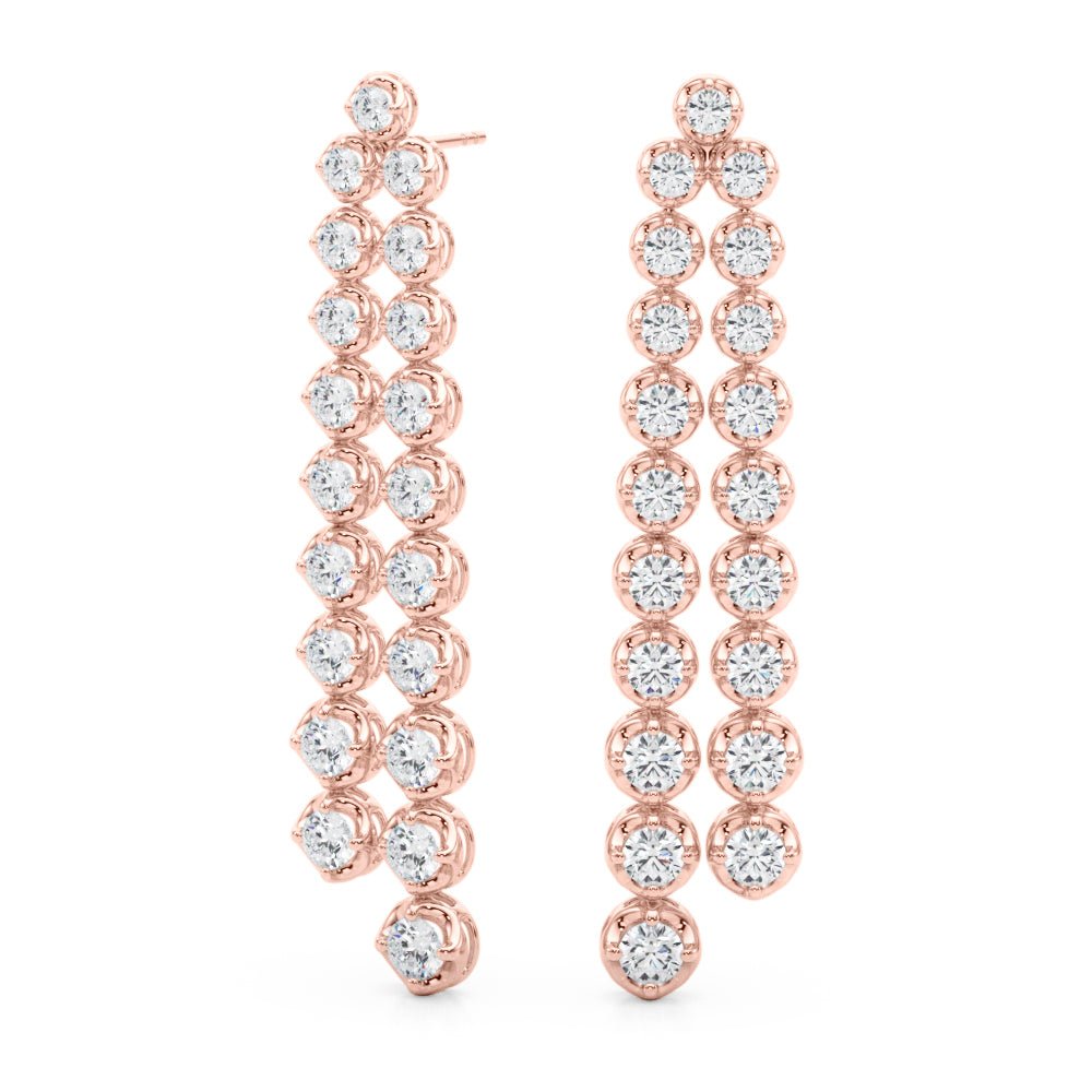2.25CTW 14K Round Cut Double Strand Diamond Drop Earrings - Hoop Earrings - Design Jewellers Edmonton