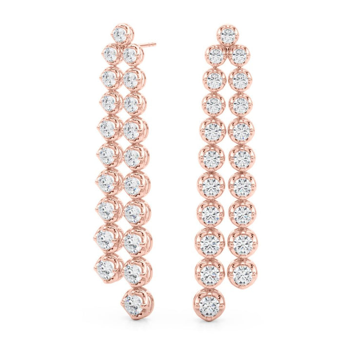 2.25CTW 14K Round Cut Double Strand Diamond Drop Earrings - Hoop Earrings - Design Jewellers Edmonton