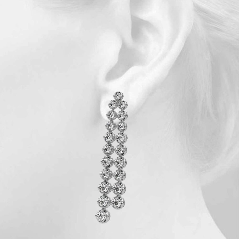 2.25CTW 14K Round Cut Double Strand Diamond Drop Earrings - Hoop Earrings - Design Jewellers Edmonton