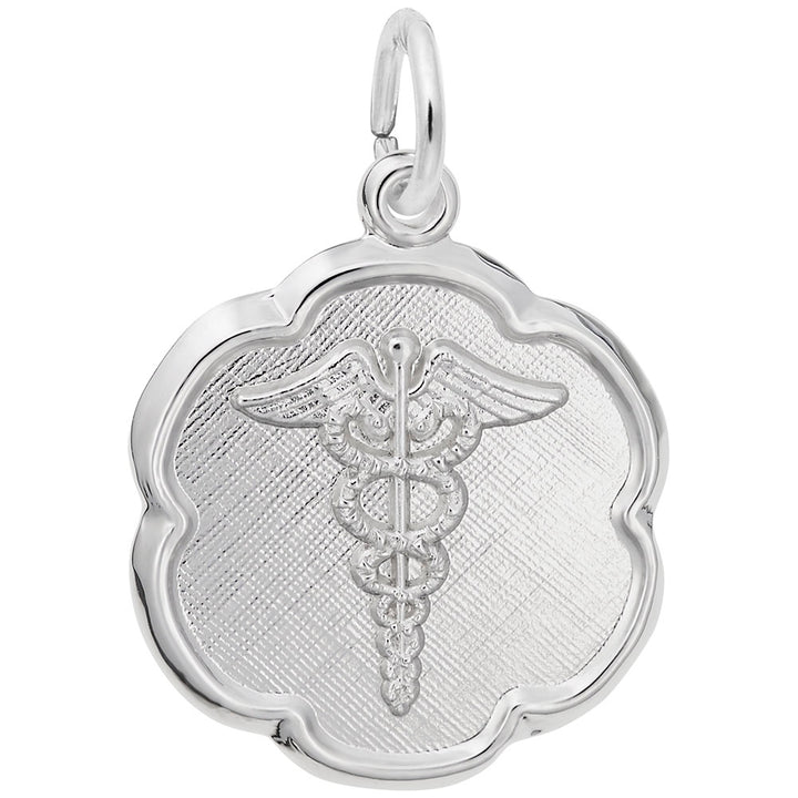 Caduceus Scalloped Disc Charm