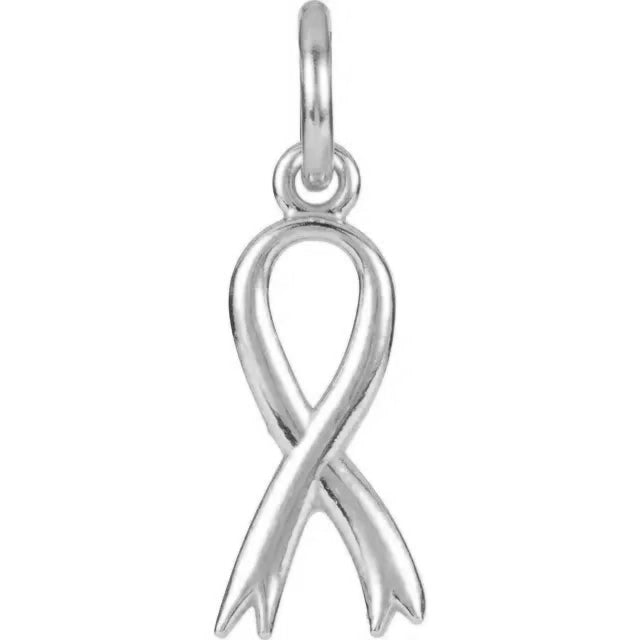 14K Gold Breast Cancer Awareness Ribbon Pendant Charm - View 2