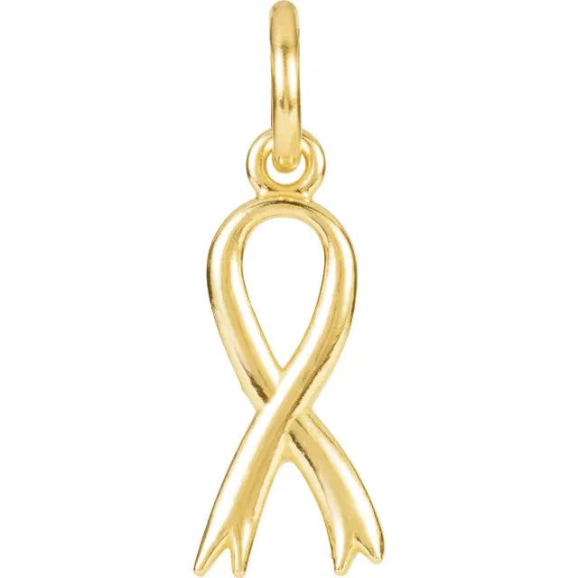 14K Gold Breast Cancer Awareness Ribbon Pendant Charm