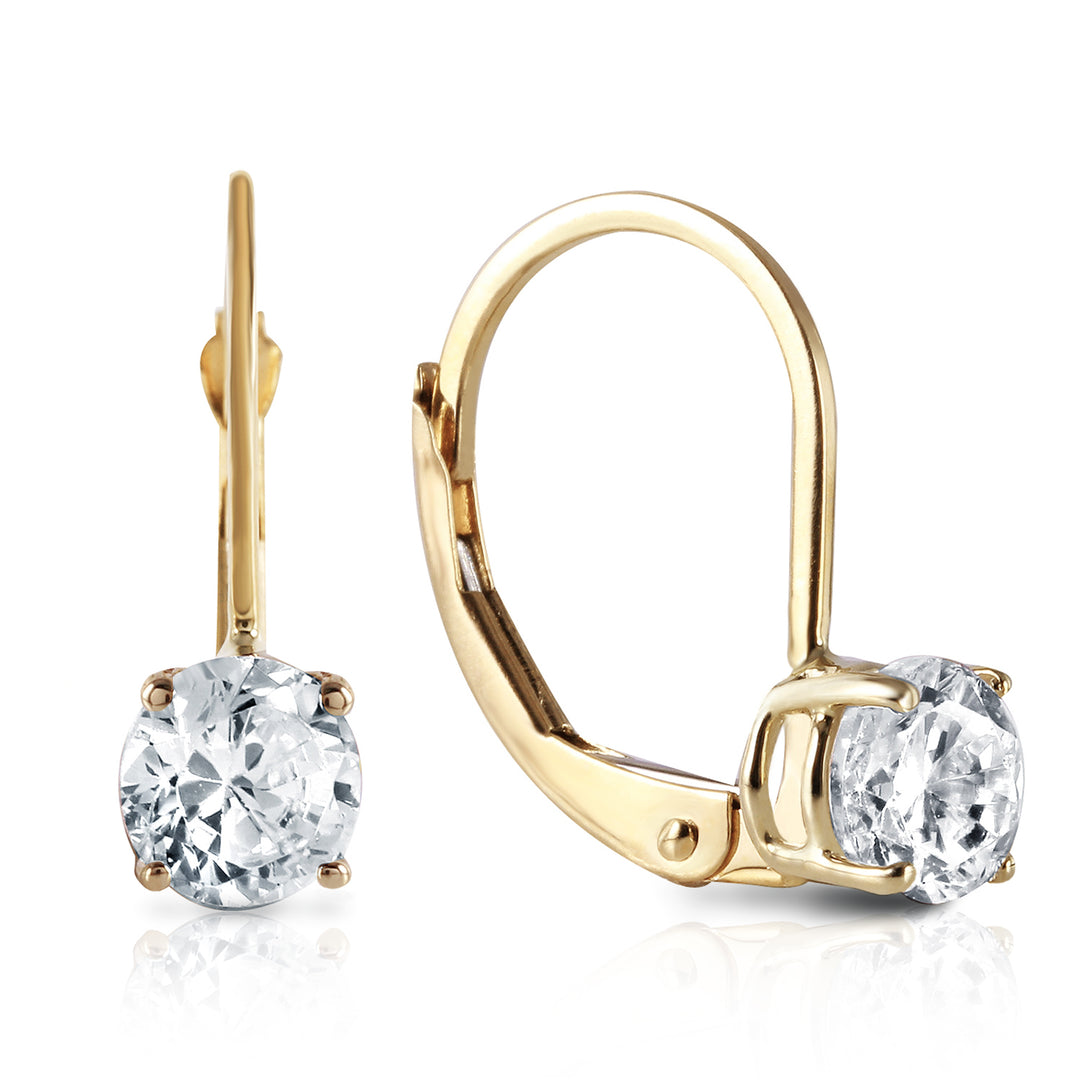 Classic 14K Gold Round Diamond Lever-Back Earrings - View 1