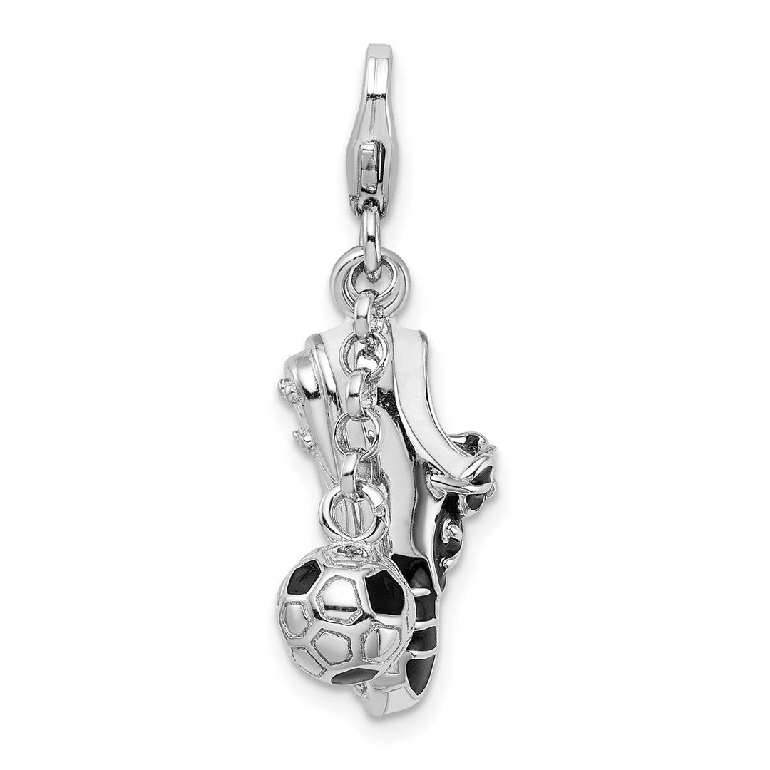 3-D Moveable Soccer Shoe and Ball Charm with Lobster Clasp