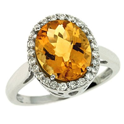 3.13 ctw. WHITE GOLD CITRINE & DIAMOND RING