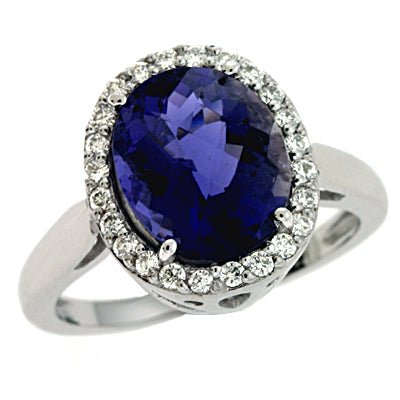 3.22 ctw. WHITE GOLD IOLITE & DIAMOND RING