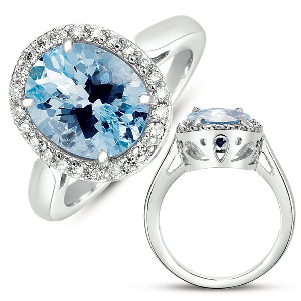 3.29 ctw. WHITE GOLD AQUAMARINE & DIAMOND RING