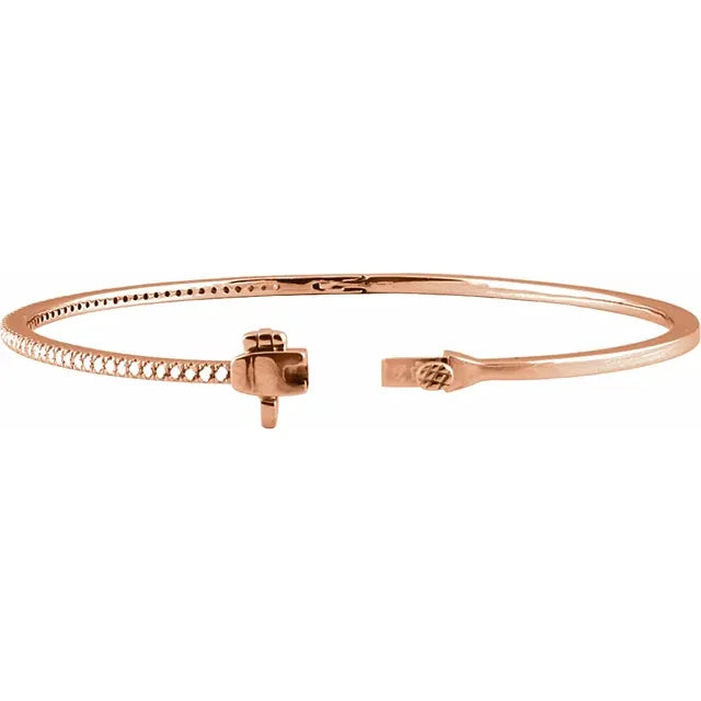 14K Gold Diamond Bangle Bracelet - View 5