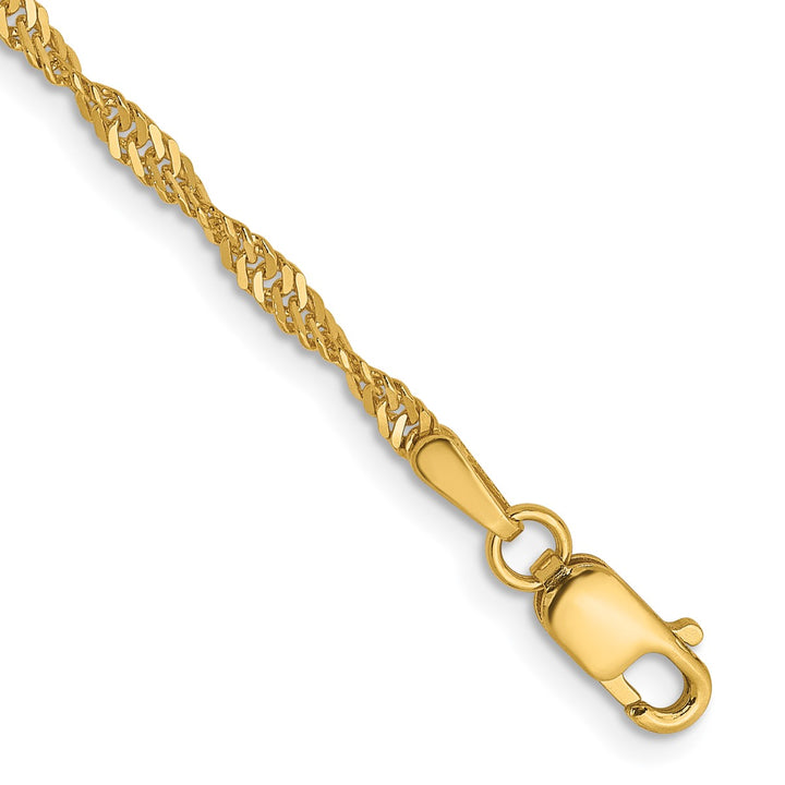 Gold 1.9mm Singapore Anklet, 10"