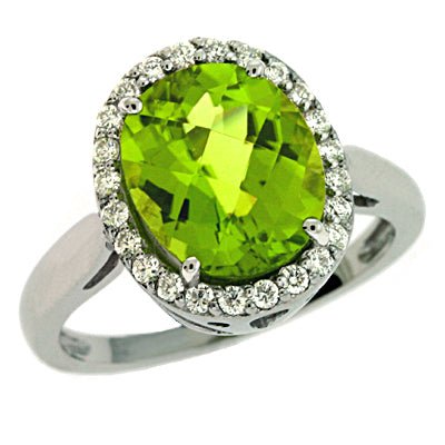 4.10 ctw. WHITE GOLD PERIDOT & DIAMOND RING