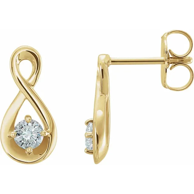14K Gold Diamond Infinity Stud Earrings - View 1