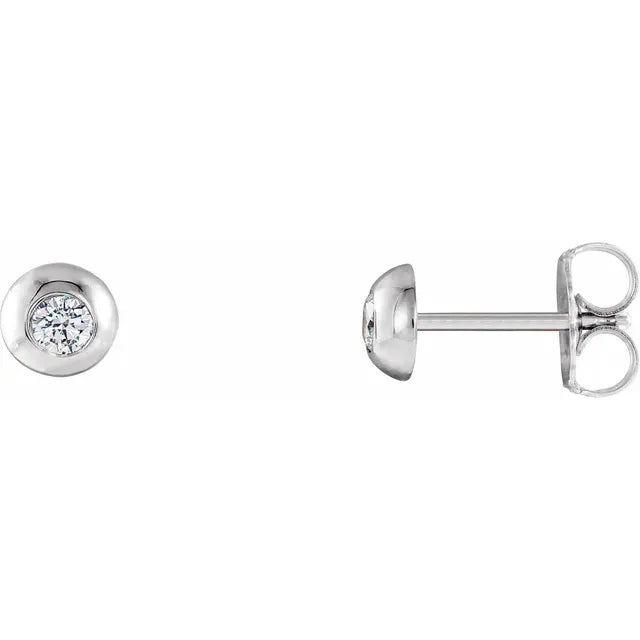 Classic 14K Gold Round Diamond Bezel Set Stud Earrings