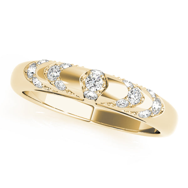 0.25CTW 14K  Gold Rounded Diamond Design Band With Fancy Edges