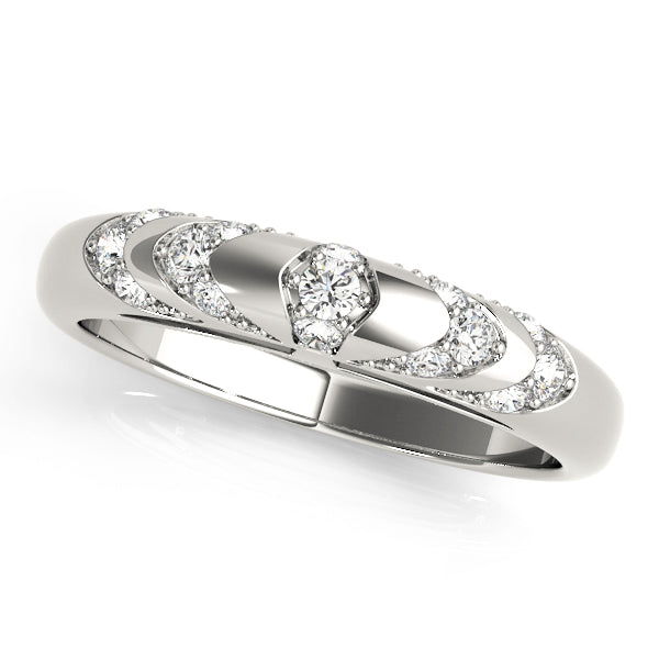 0.25CTW 14K  Gold Rounded Diamond Design Band With Fancy Edges