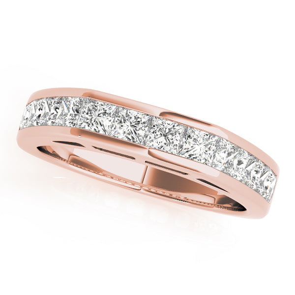 1.25CTW 14K  Gold Princess Cut Diamond Band With A Rectangular Shape Top And Rounded Shoulders