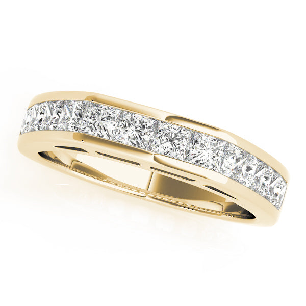 1.25CTW 14K  Gold Princess Cut Diamond Band With A Rectangular Shape Top And Rounded Shoulders