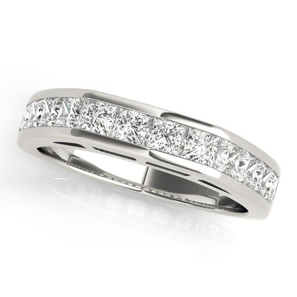 1.25CTW 14K  Gold Princess Cut Diamond Band With A Rectangular Shape Top And Rounded Shoulders