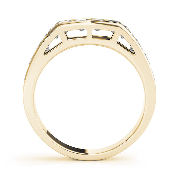 1.25CTW 14K  Gold Princess Cut Diamond Band With A Rectangular Shape Top And Rounded Shoulders