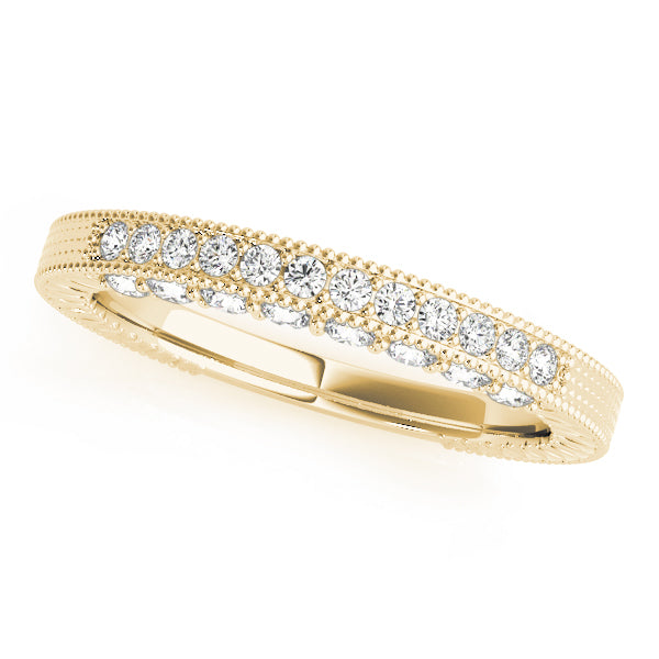 0.25CTW 14K  Gold Pave Diamond Band With Millgrain Bead Design Edges